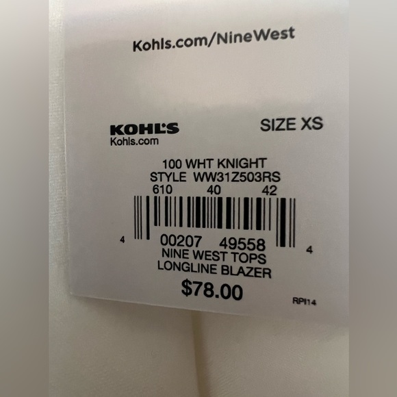 NWT Nine West White Blazer - Picture 5 of 5